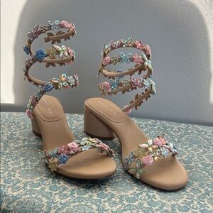 Copper Key Pastel Floral Heels